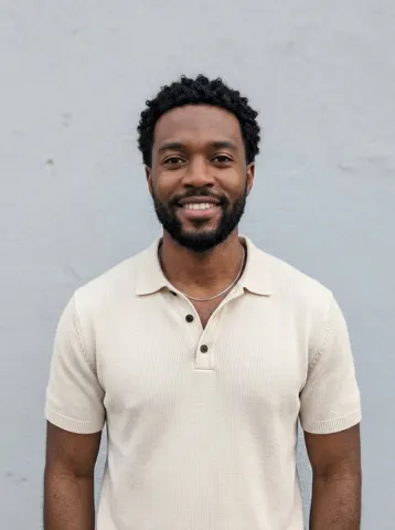 Photo of a man in a cream polo used for a Bulin 47 AI video